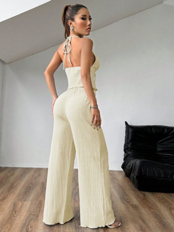 Set de Camisola Plisada y Pantalón Ancho de Textura Suave y Elegante - Image 42