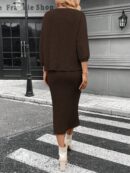Conjunto de Remera y Falda Tubo con Textura de Punto