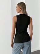 Top Tejido Slim Fit Casual con Botones Frontales