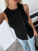 Top Tejido Slim Fit Casual con Botones Frontales