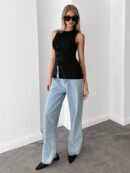 Top Tejido Slim Fit Casual con Botones Frontales