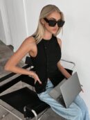 Top Tejido Slim Fit Casual con Botones Frontales