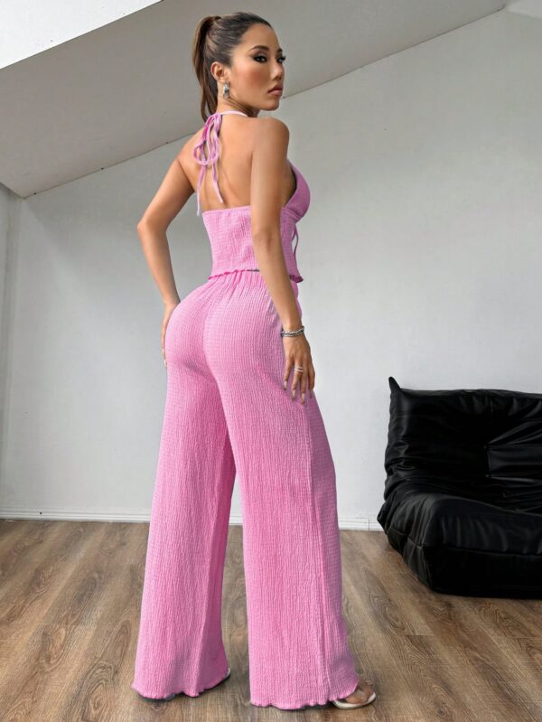 Set de Camisola Plisada y Pantalón Ancho de Textura Suave y Elegante - Image 24