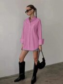 Camisa Relajada Manga Larga para Negocios y Casual