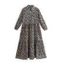 Vestido Camisero con Estampado Geométrico y Manga Larga