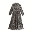 Vestido Camisero con Estampado Geométrico y Manga Larga
