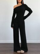 Conjunto Casual de Invierno Asimétrico 2 Piezas: Camiseta y Pantalón Ancho