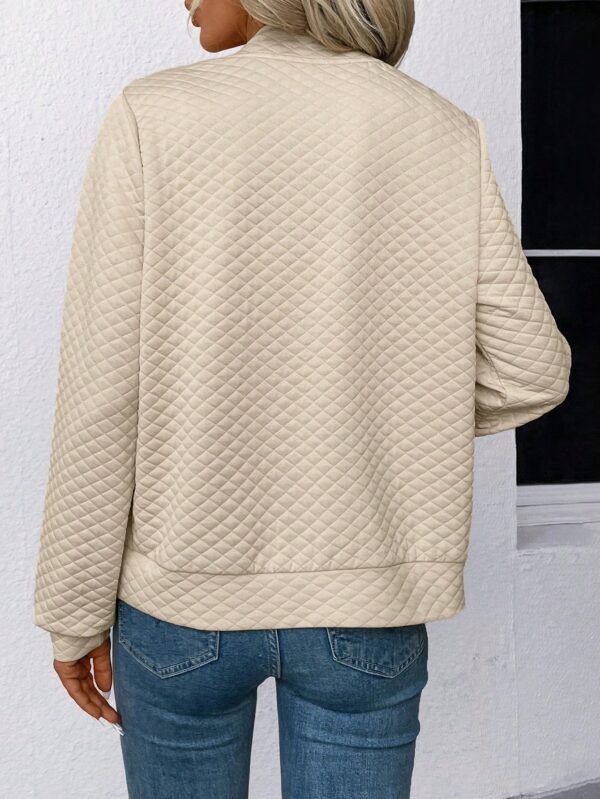 Chaqueta Tejida Jacquard Casual en Color Caqui - Image 23