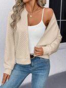 Chaqueta Tejida Jacquard Casual en Color Caqui