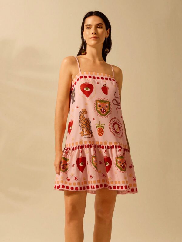 Vestido Tropical Boho con Estampado de Leopardo y Tirantes Finos