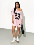 Vestido Casual de Verano con Escote en V y Estampado de Letras y Números