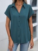 Camisa Casual de Manga Murciélago con Botones Frontales