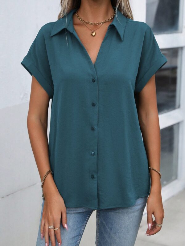 Camisa Casual de Manga Murciélago con Botones Frontales - Image 143