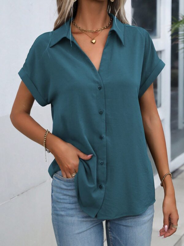 Camisa Casual de Manga Murciélago con Botones Frontales - Image 145