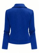 Chaqueta Moto Casual con Cierre y Solapa Texturada