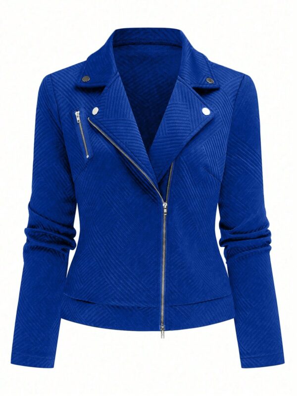 Chaqueta Moto Casual con Cierre y Solapa Texturada - Image 14