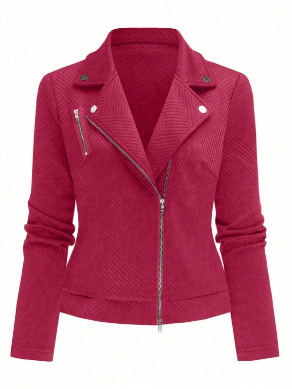 Chaqueta Moto Casual con Cierre y Solapa Texturada - Image 60