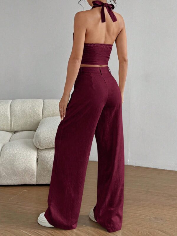 Set de 2 Piezas: Top Halter con Lazada y Pantalón Recto Casual - Image 16