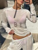 Remera Y2K Ajustada Transparente de Manga Larga