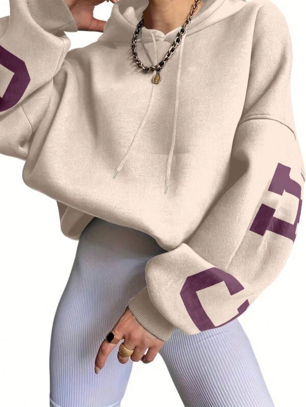 Buzo con Capucha Estampado de Letras, Manga Larga - Image 28
