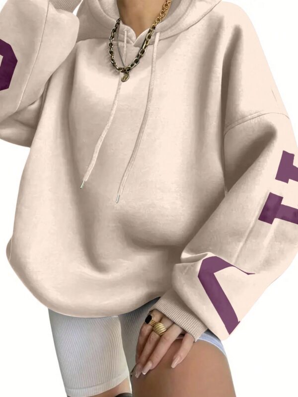 Buzo con Capucha Estampado de Letras, Manga Larga - Image 30