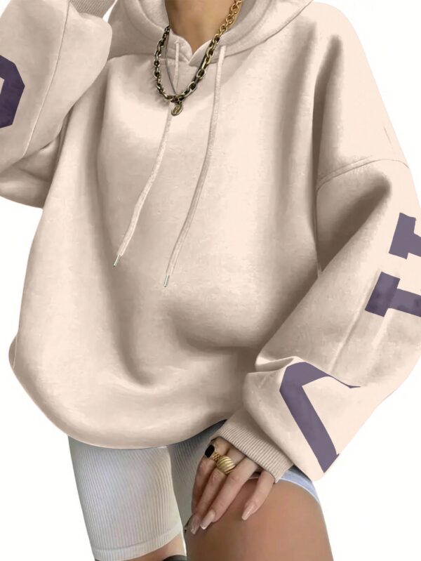 Buzo con Capucha Estampado de Letras, Manga Larga - Image 34