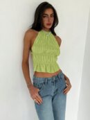 Top Camisola Acordonado con Volantes y Transparencia Semi-Sheer