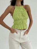 Top Camisola Acordonado con Volantes y Transparencia Semi-Sheer