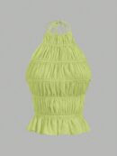 Top Camisola Acordonado con Volantes y Transparencia Semi-Sheer