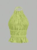 Top Camisola Acordonado con Volantes y Transparencia Semi-Sheer