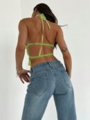 Top Camisola Acordonado con Volantes y Transparencia Semi-Sheer