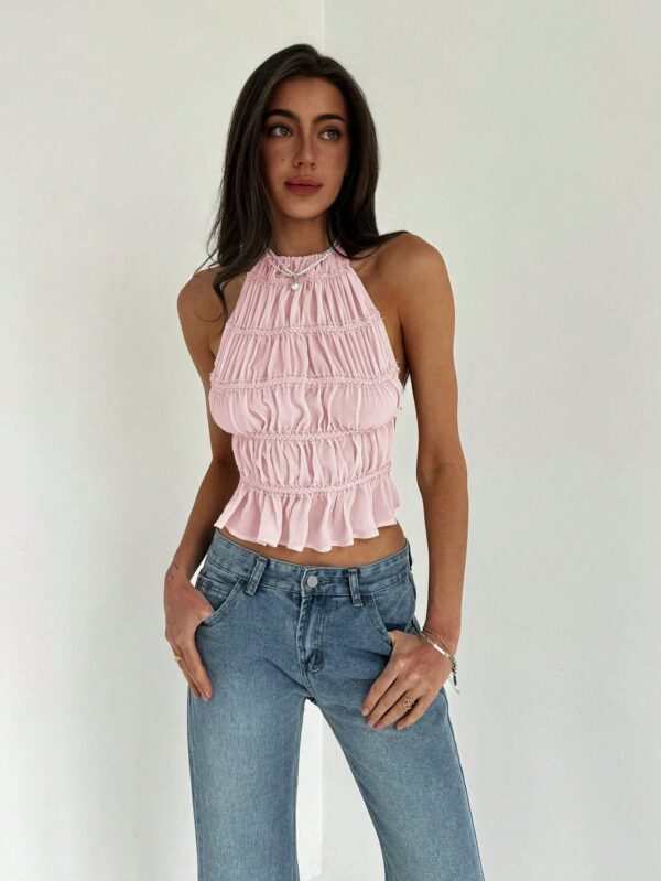 Top Camisola Acordonado con Volantes y Transparencia Semi-Sheer - Image 67