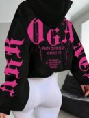 Buzo con Capucha Estampado de Letras, Casual para uso Diario