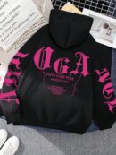 Buzo con Capucha Estampado de Letras, Casual para uso Diario