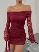 Vestido Bodycon de Encaje con Hombros Descubiertos