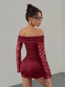 Vestido Bodycon de Encaje con Hombros Descubiertos