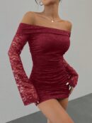 Vestido Bodycon de Encaje con Hombros Descubiertos