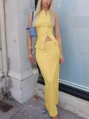 Set de Top Corto y Mini Falda Sin Mangas con Botones