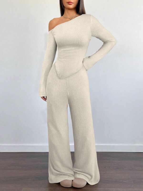 Conjunto Casual de Invierno Asimétrico 2 Piezas: Camiseta y Pantalón Ancho - Image 31