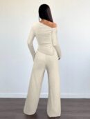 Conjunto Casual de Invierno Asimétrico 2 Piezas: Camiseta y Pantalón Ancho