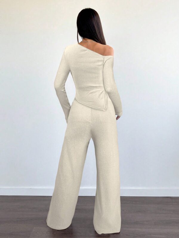 Conjunto Casual de Invierno Asimétrico 2 Piezas: Camiseta y Pantalón Ancho - Image 32