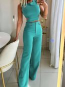 Set Coordinado Elegante de Camisola y Pantalón con Botones