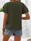 Camisa Casual de Verano con Mangas de Volantes en Color Sólido