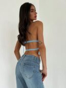 Top Camisola Acordonado con Volantes y Transparencia Semi-Sheer
