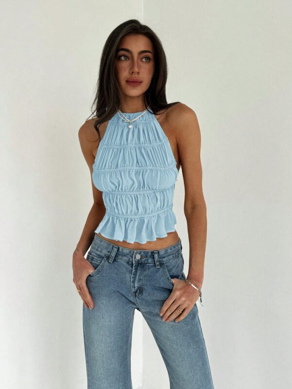 Top Camisola Acordonado con Volantes y Transparencia Semi-Sheer - Image 33