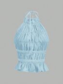 Top Camisola Acordonado con Volantes y Transparencia Semi-Sheer