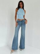 Top Camisola Acordonado con Volantes y Transparencia Semi-Sheer