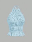 Top Camisola Acordonado con Volantes y Transparencia Semi-Sheer