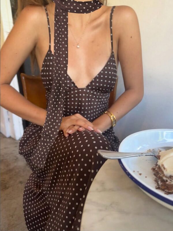 Vestido Espalda Descubierta con Estampado de Lunares - Image 8
