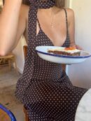 Vestido Espalda Descubierta con Estampado de Lunares